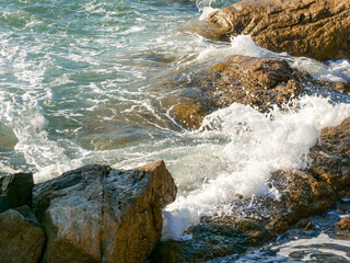Seaside rock island reef waves