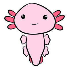 Cute kawaii axolotl character illustration Vector