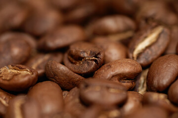 Naklejka premium Toasted coffee flakes macro close up