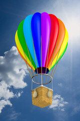 air balloon on sky background. 3D illustration