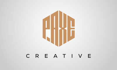 creative polygon PAXE letters logo design, vector template