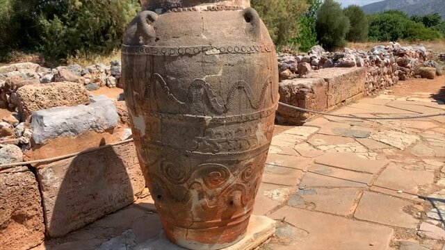 Minoan Palace of Malia, Antique Vase in Malia, Crete, Greece
