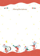 Fototapeta premium ねずみたちが祝福するクリスマスカード