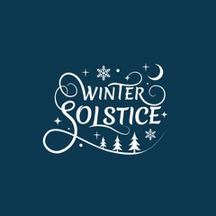 Vector typography, winter solstice, on a dark blue background, elements for invitations, templates, posters, greeting cards.