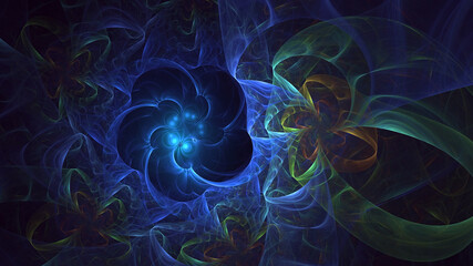 3D rendering abstract blue fractal light background