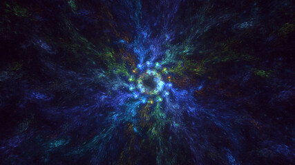 3D rendering abstract blue fractal light background