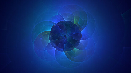 3D rendering abstract blue fractal light background