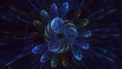 3D rendering abstract blue fractal light background