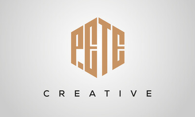 creative polygon PETE letters logo design, vector template