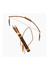 Editable Vector of Isolated Native American Archery Tools Illustration for Traditional Culture and History Related Design