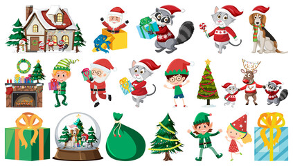 Naklejka premium Isolated Christmas objects set