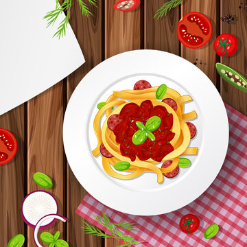 Spaghetti bolognese with tomato sauce