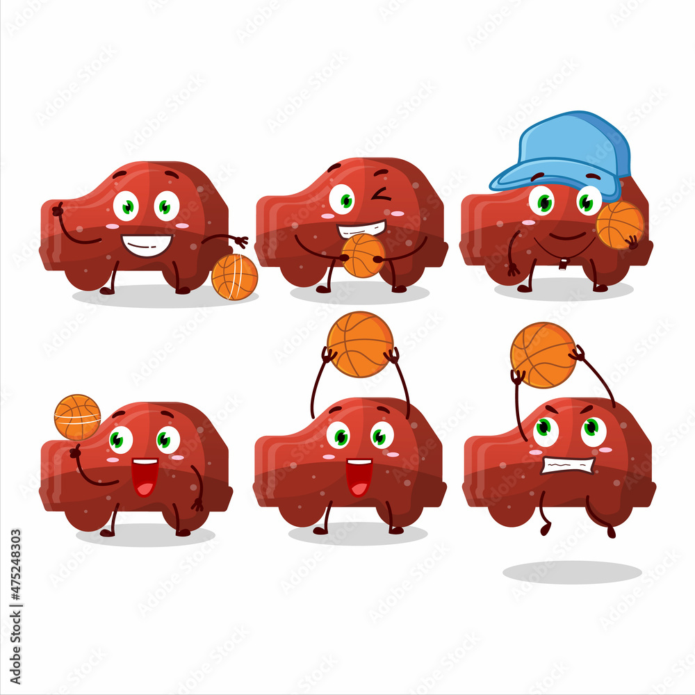 Poster Talented red car gummy candy cartoon character as a basketball athlete