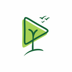 green nature leaf play media logo design