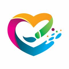 full color love art logo design © adi