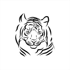 The Chinese symbol of the New Year 2022.Silhouette of a tiger's head isolated on a white background.For banners, postcards, posters with the sign of the Tiger 2022 . Vector illustration.