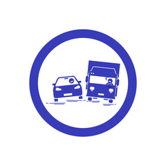 Road sign very peri do not overtake vector icon
