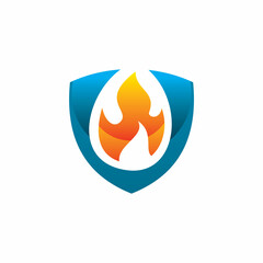 fire flame shield logo design