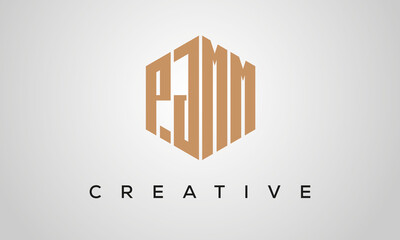 creative polygon PJMM letters logo design, vector template