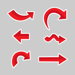 Set of red arrow stickers design