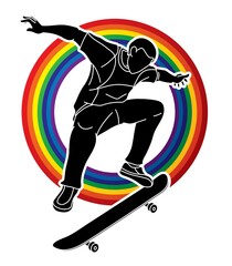 Extreme Sport Skateboard Player Action Skateboarder Cartoon Graphic Vector