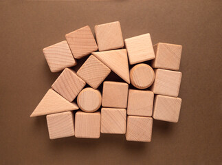 Wooden Geometric Shapes Cube on Paper