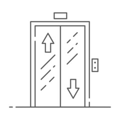 Elevator icon. Lift outline illustration. Interior of hotel lobby. Vector