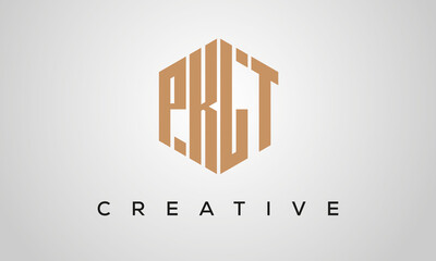 creative polygon PKLT letters logo design, vector template