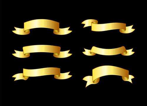 gold ribbon banner design collection
