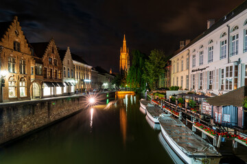 A shot of some lovely evening reflections along the canal in Bruges, Belgium