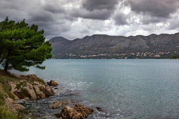 Fototapeta na wymiar Cloudy weather over the Adriatic coast. Croatia