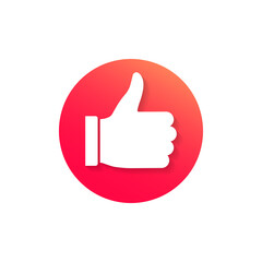 Thumb up icon or sign. Hand with finger up. Like, good, best symbol. Vector illustration.