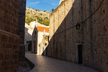 Downtown of Dubrovnik, streets and walls. Croatia