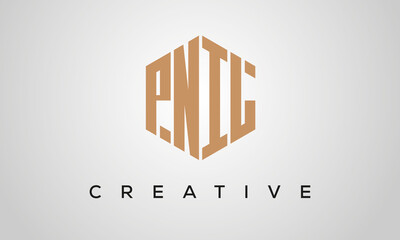 creative polygon PNIL letters logo design, vector template