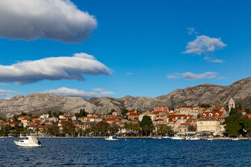 Fototapeta na wymiar Blue sky over Cavtat. Well known tourist destination near Dubrovnik.