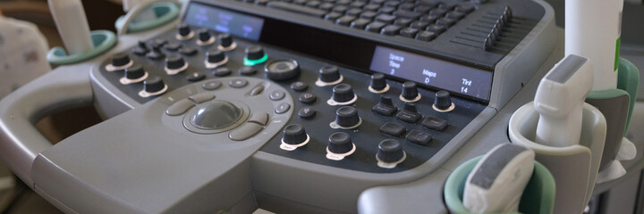 Closeup of modern ultrasound equipment in clinic