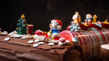 detail of Christmas cake with decorations
