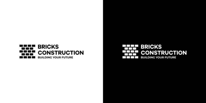 Brick and modern construction company logo design