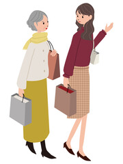 アイソメ　娘と買い物　ジニア女性