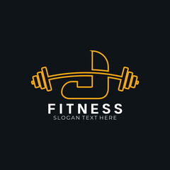 Letter J barbell logo, letter J with barbell logo in trendy flat style, fitness logo