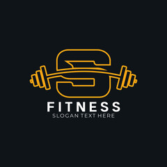 Letter S barbell logo, letter S with barbell logo in trendy flat style, fitness logo