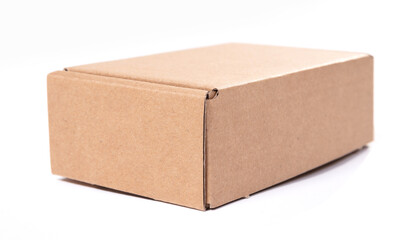Closed cardboard small box isolated