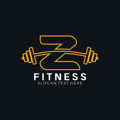 Letter Z barbell logo, letter z with barbell logo in trendy flat style, fitness logo