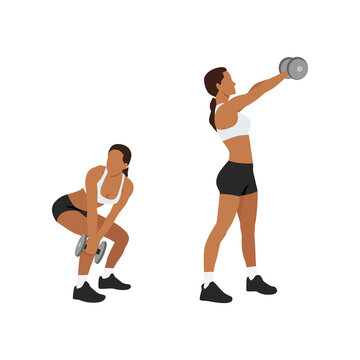 Woman doing Dumbbell wood chops exercise. Flat vector illustration isolated on white background