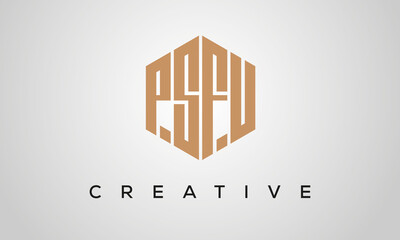 creative polygon PSFU letters logo design, vector template