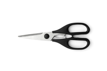 Black scissors isolated on white background.