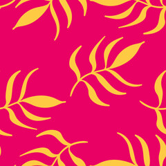 Floral seamless with hand drawn color leaves. Cute autumn background. Tropic rainbow branches. Modern floral compositions. Fashion vector stock illustration for wallpaper, card, fabric, textile.