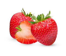 Fresh strawberries isolated on white background