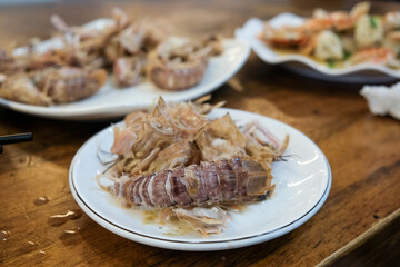 Seafood Restaurant Dishes mantis shrimp