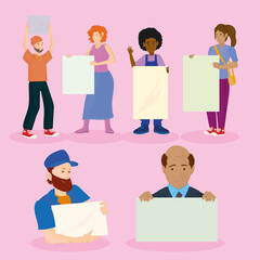 Fototapeta premium people holding signs